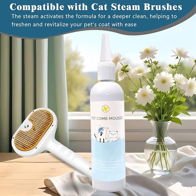 Pet Steam Brush Spray Refill for Dogs & Cats – Concentrated Waterless Shampoo, 3-in-1 Grooming Spray Comb Mist, 2*Shampoo(Steam Brush not Included)