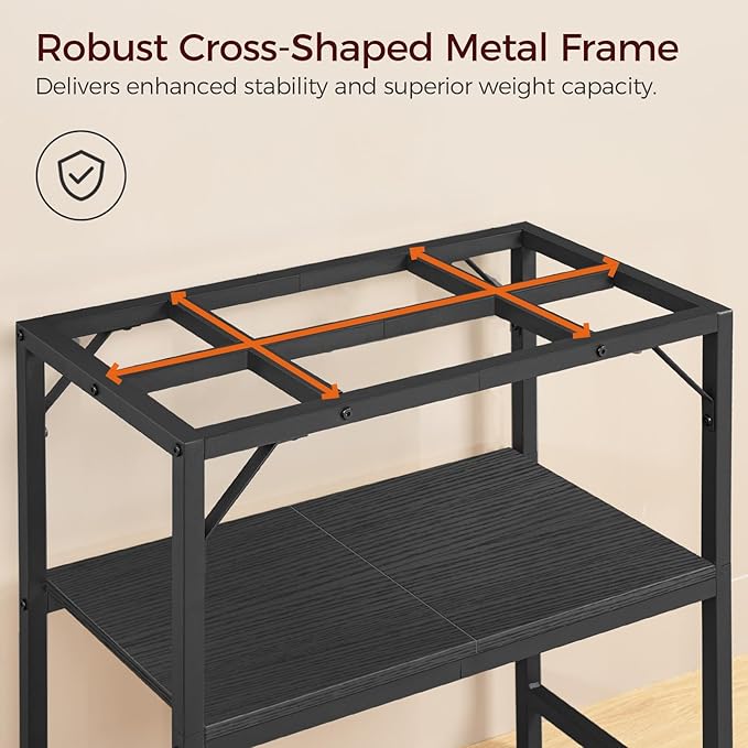 20 Gallon Fish Tank Stand, Aquarium Stand with 2-Tier Storage Shelves, Heavy Duty Breeder Turtle Terrarium Stand Rack for Home Office, 24.0" L x 11.8" W x 24.4" H, Black FTBK2001