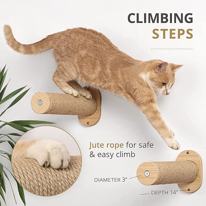 Cat Wall Furniture Set,Cat Hammock Wall Mounted Shelf with Two Steps,Cats Shelf and Perches for Wall Sleeping,Playing,Climbing and Lounging for Kitty Large Cats