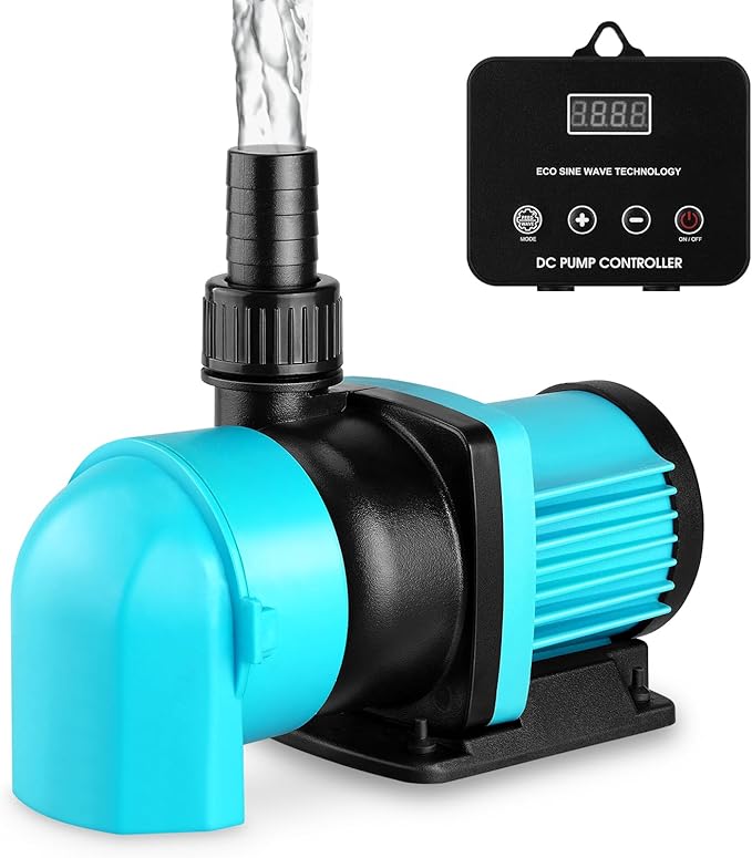 1850GPH Aquarium Return pump with LCD display controller, 55W DC 24V aquarium pump for saltwater freshwater aquarium,fish tank,sump,20 speeds ECO Quiet Submersible and inline pump.