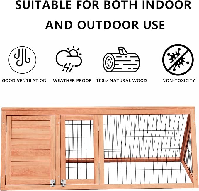 Chick Coop,Outdoor Chicken Run Cage Wooden Triangle Quail Coop with Ventilating Wire Poultry Hutch for Small Animals (Ntural Wood)