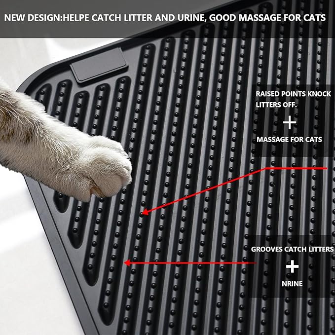 Silicone Cat Litter Mat, Scratch-Resistant Litter Trapping Mat, Waterproof & Non-Slip Litter Box Mat, Highly Effective for Collecting Litter, Easy to Clean for Indoor Use