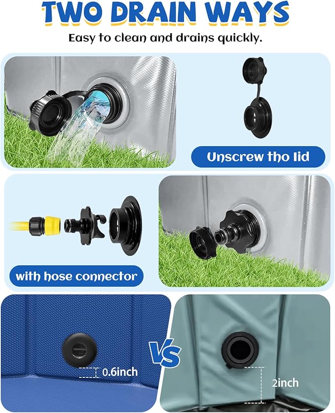 YSJILIDE Portable Dog Pool PVC Pet Swimming Pool Bathtub Collapsible Dog Pool, Hard Plastic Pool for Pets to Swim and Bath (S-32"x 8" Dark Grey)