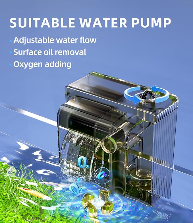 5 Gallon Fish Tank Aquarium Kit with Filter, LED Light with Timer, Siphon Vacuum Cleaner, Lid, Self-Cleaning Glass Rimless Betta Tank