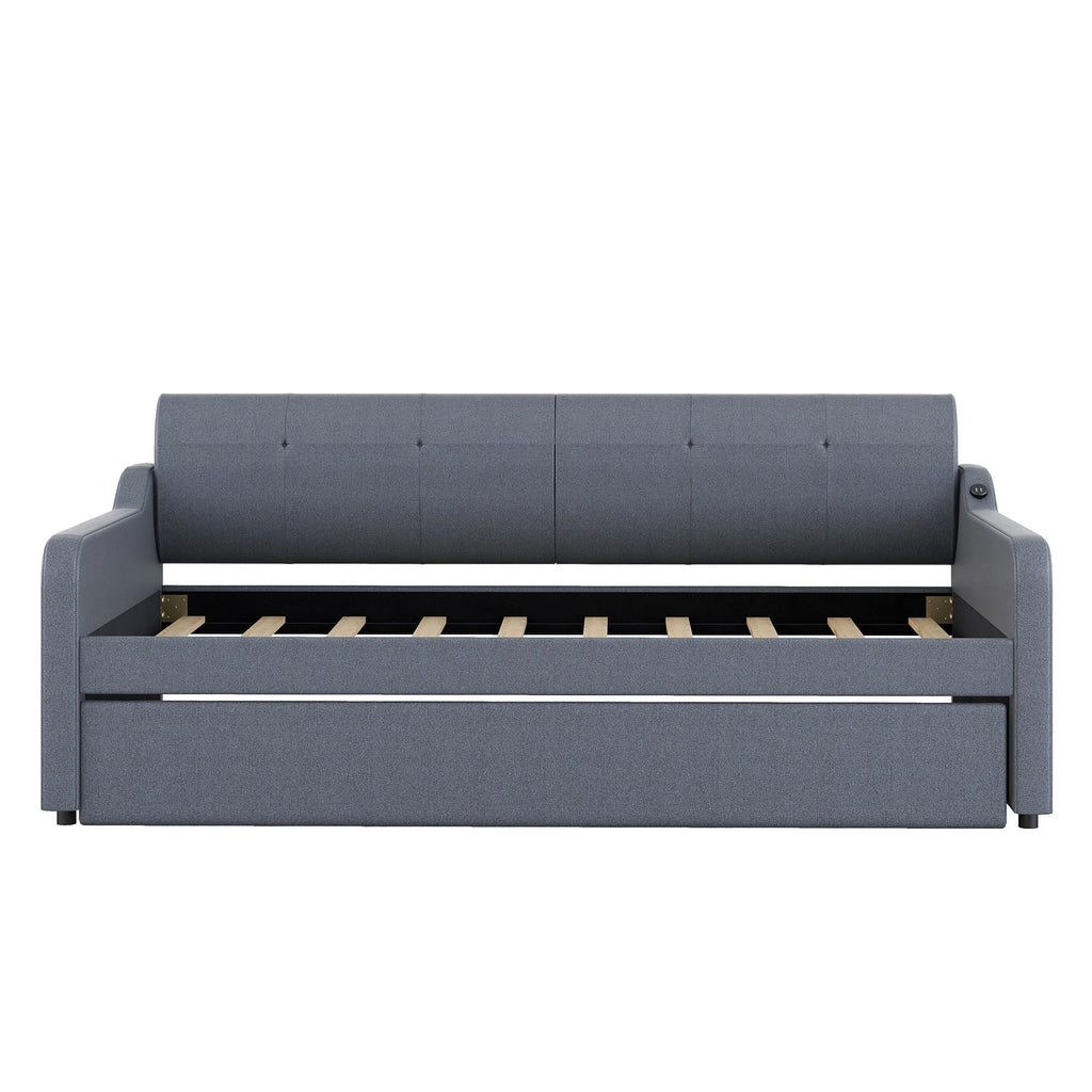 Upholstered Daybed With Trundle And USB Charging