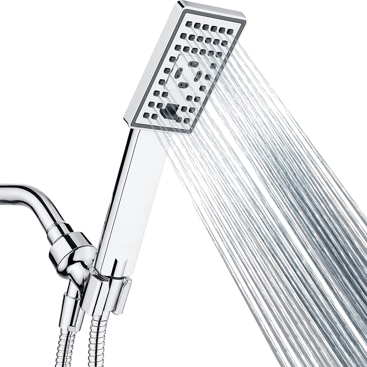 Square 3-Spray Handheld Shower Head Set with Hose and Shower Arm Mount Bracket
