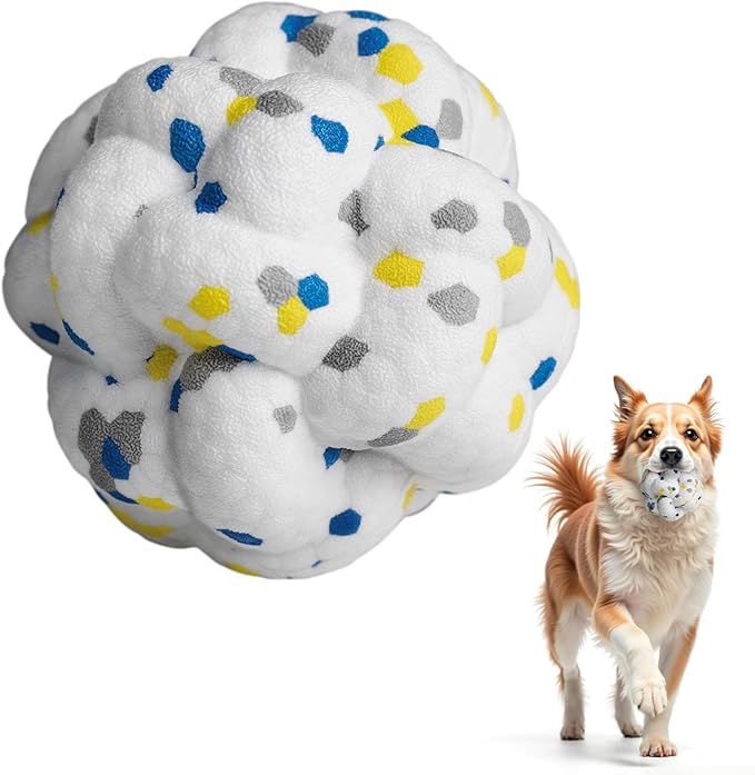 Upgrade Dog Balls Interactive Toys for Aggressive Chewers, Indestructible Tennis Durable Bouncy for Fetch Game, Lightweight Floating, White