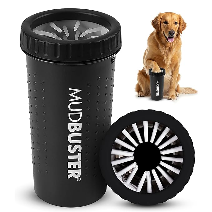 Dexas MudBuster Portable Dog Paw Washer/Paw Cleaner, Large, Matte Black- Special Edition (PW72025-22WP)