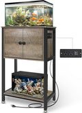 5-10 Gallon Fish Tank Stand, Heavy Duty Aquarium Stand with Cabinet & Power Outlets for Fish Tank Accessories Storage, Double Tank Stand 20.5" L* 11" W Tabletop, 220LBS Capacity, Grey