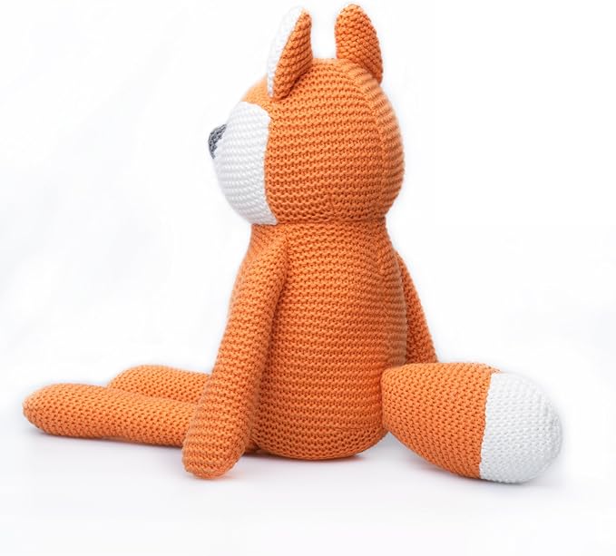 100% Organic Cotton Baby Toys Orange Fox Stuffed Animals for Newborn 7.1"