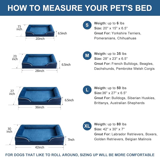 WNPETHOME Dog Beds for Large Sized Dogs, Washable Orthopedic Dog Couch Sofa Bed with Waterproof Lining & Non-Skid Bottom for Pet Sleeping