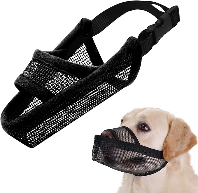 Crazy Felix Nylon Dog Muzzle for Small Medium Large Dogs Poodle Labrador Golden Retriever Doberman, Air Mesh Breathable and Drinkable Pet Muzzle for Anti-Biting Chewing Scavenging(Black,XL)