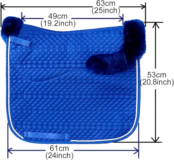 Woolous Dressage Saddle Pad, English Saddle Pad with Sheepskin Trim, Lambskin Wool Fleece Lining, Square Saddle Pad for Equestrian Riding, Comfortable & Shock Absorbing