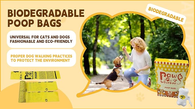 Dog Poop Bag, Biodegradable, Waste Bags with Dispensers, Guaranteed Leak Proof and Extra Thick, Certified Home Compostable, Plant-Based Dog Waste Bags, Eco-Friendly, 240 counts 16 rolls (Yellow, 16)
