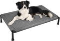 Veehoo Soft Plush Elevated Dog Bed - Raised Pet Bed with Heavy Duty Frame, Non-Slip Silicon Feet, Washable & Breathable Pet Cot, Indoor/Outdoor Use, 41" x 27", Grey, CWC2432A