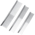 [3 Pack] Stainless Steel Pet Comb Set – Grooming Combs for Dogs & Cats, Large Medium Small Sizes – for Long, Short, Curly Hair, Detangling Matted or Knotted Undercoat Hair