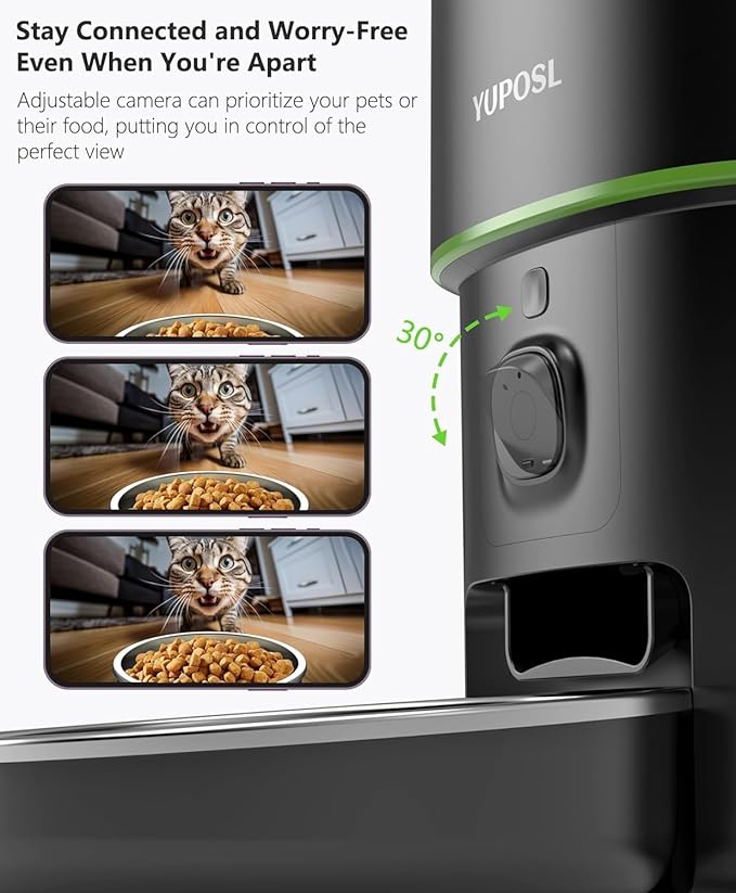 Automatic Cat Feeder with Camera - 5G WiFi Auto Cat Food Dispenser, 1080P HD Video with Night Vision, 1-15 Meals, 1-99 Portions, 2-Way Audio, Keeps Food Fresh, 4L Timed Pet Feeder Also for Dogs