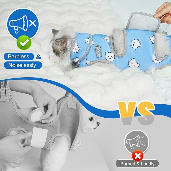 Supet Cat Grooming Hammock, Self-Adhesive Cat Nail Clipper Hammock, Soft Fabric Cat Wrap for Cutting Nails, Quickly Calm Down for Medicine, Teeth Brushing, Ear Cleaning