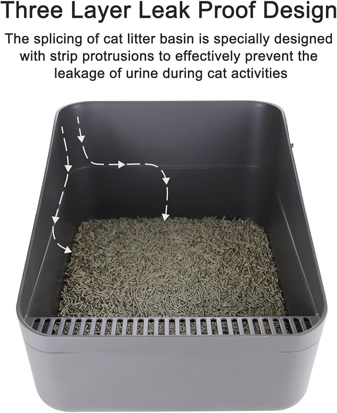 Sfozstra Cats Litter Box Low: Open Sifting Design -Tracking Space Saving - Grey Small Litter Box for Kittens up to 8 lbs