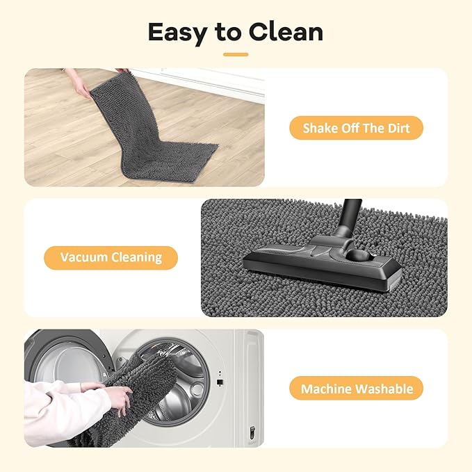 Absorbent Dog Door Mat for Muddy Paws, 72" x 48" Chenille Indoor Mats for Entryway, Trap Dirt Front Door Mat Indoor Entrance Washable Non Slip Soft