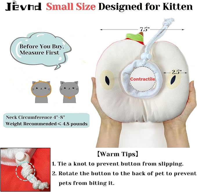 Kitten Cones After Surgery 0-6 Months, Donut Extra Small Kittern Cone Collar Soft to Stop Licking Neck, Elizabethan e Collar for Recovery (S for Kitten [Neck: Up to 7.5"] - Apple)