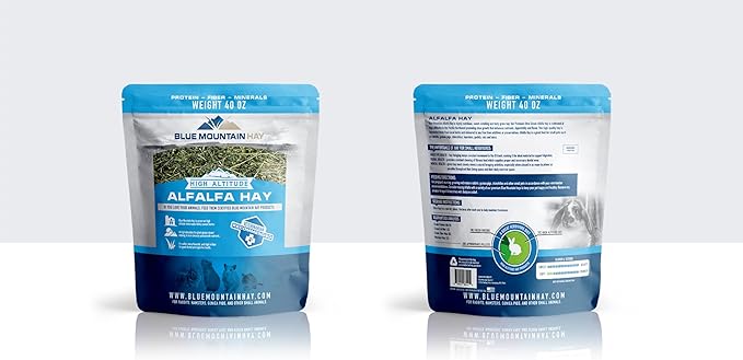Blue Mountain Hay | Fresh Alfalfa Hay (15 Ounce) | High Leaf Retention | Nutritious High-Altitude Hay Pet Food for Rabbits, Guinea Pigs, Chinchillas, Hamsters, and Other Small Pets