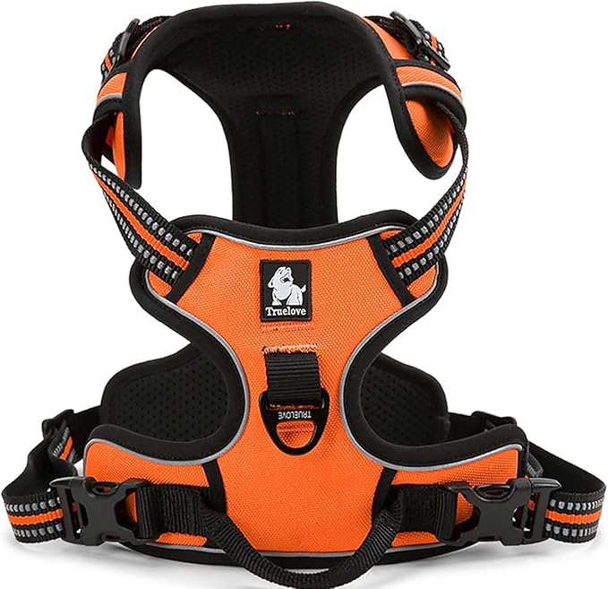 TRUE LOVE Truelove Adjustable No-Pull Dog Harness Reflective Pup Vest Harnesses Comfortable Control Brilliant Colors TLH5651(Orange,S)