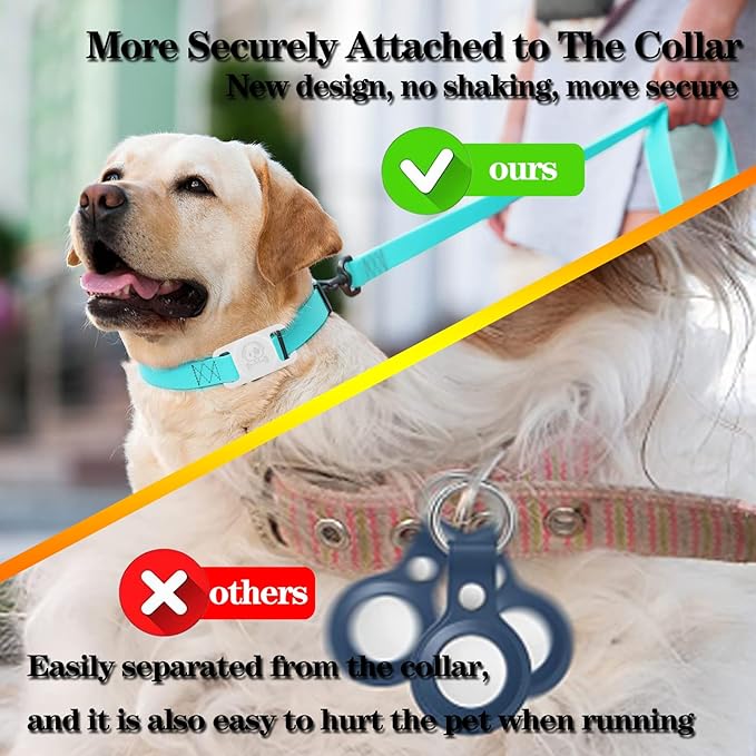 4 Pack Waterproof Dog Collar Holder Compatible with AirTag, Silicone Hidden Loop Holder for Airtag Tracker, Anti-Lost Dog Collar Accessories(Cyan,White,Black,Pink)