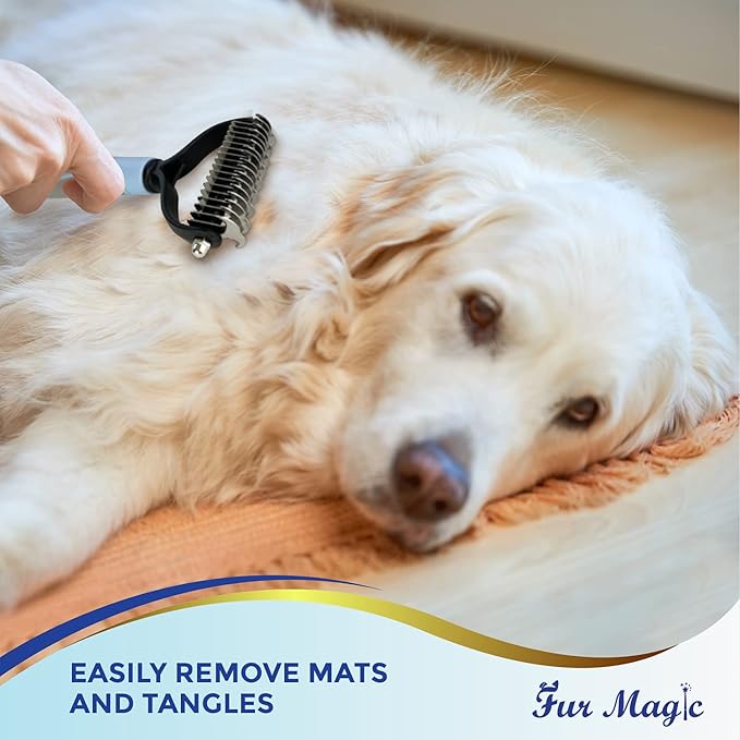 Large Deshedding Tool & Dematting Comb – Grooming Brushes for Dogs, Cats, Horses – Reduce Shedding and Remove Knots, Mats and Loose Undercoat