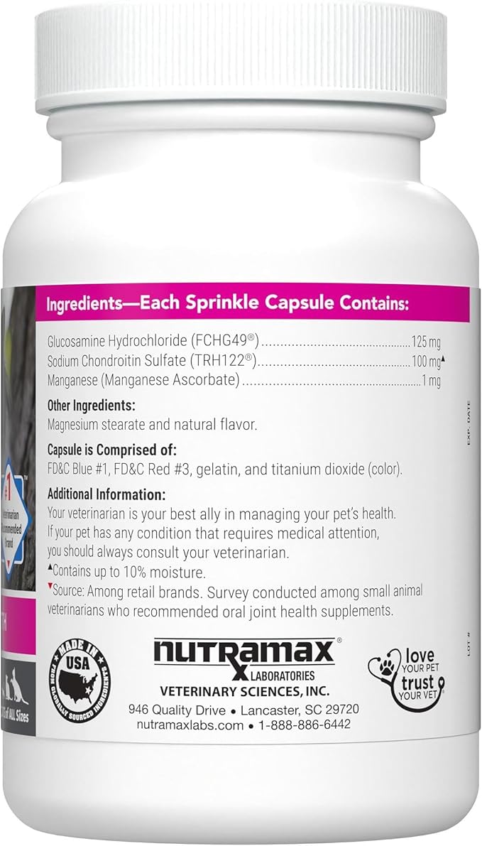Nutramax Laboratories Cosequin Joint Health Supplement for Cats - With Glucosamine and Chondroitin, 2 Pack, 110 Total Capsules