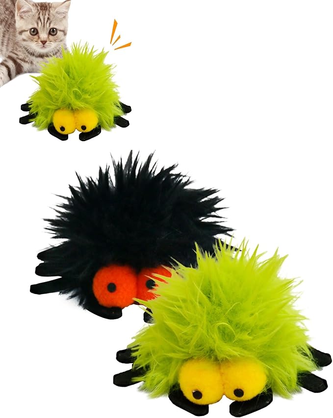 2 Pack-Spider Cat Kicker Toy with Catnip & Bell Inside, Cat Stuffed Animal Soft Cat Toys, Cute Cat Feather Toy Plush Cat Toy, Cat Nip Toys Cat Toys for Bored Cats, Interactive Cat Toys for Indoor Cats
