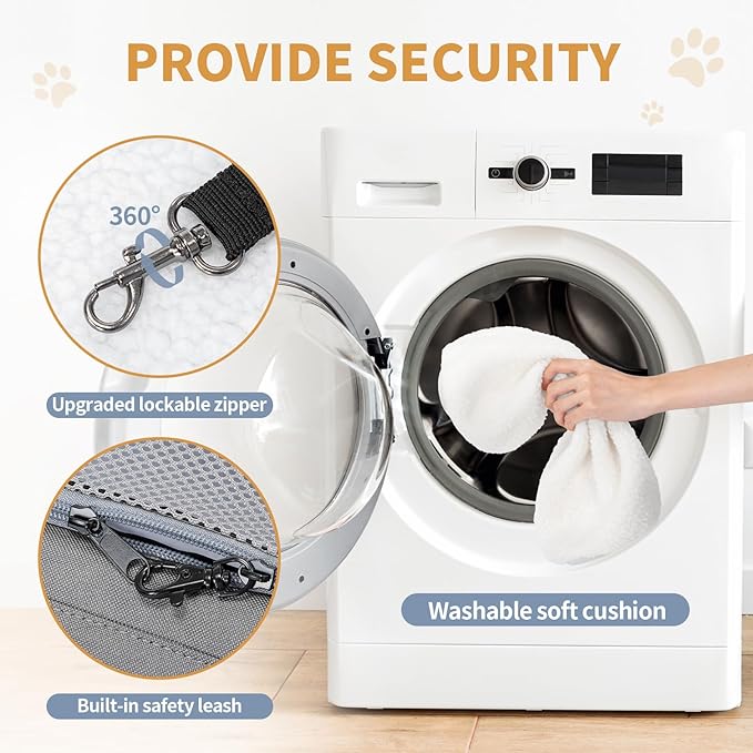 ‌Petsfit Airline Approved Pet Carrier for Small Dogs & Cats, 19x9x12 TSA Approved Carrier, with Removable Dual-Sided Padding (2-Way Placement) - Fits Under Most Airplane Seats, Escape Proof (Gray)