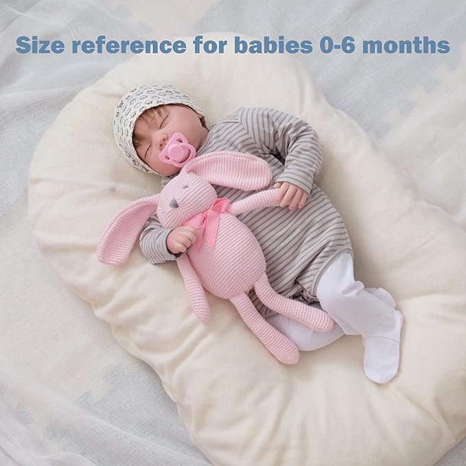 100% Organic Cotton Baby Toys Pink Bunny Rabbit Stuffed Animal for Newborn 7.1"