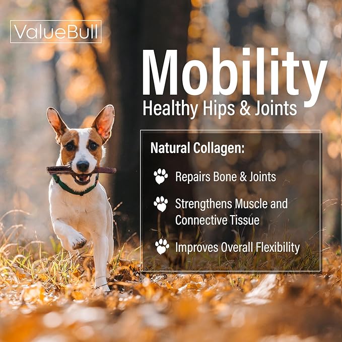 ValueBull Collagen Sticks for Dogs, Varied Shape & Size Chews, Natural Long-Lasting Dog Treats, 10 Pound Bulk Pack - Supports Joints, Skin & Coat with Chondroitin & Glucosamine