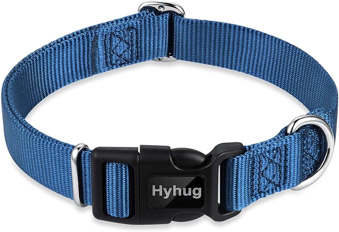 Hyhug Small Dog Collar Quick-Release Blue| Heavy-Duty Nylon Puppy Collar, Adjustable & Durable Pet Supplies for Boy & Girl Dogs (Small, Classic Blue)