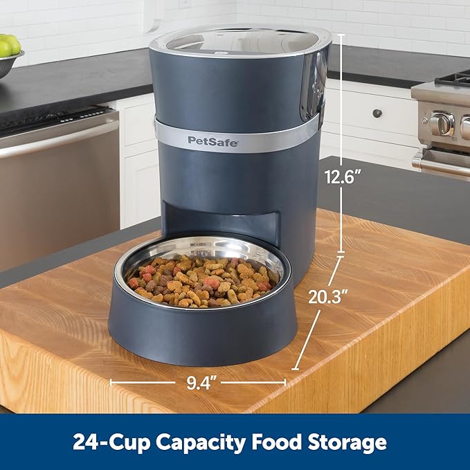 PetSafe Smart Feed - Electronic Pet Feeder for Cats & Dogs - 6L/24 Cup Capacity - Programmable Mealtimes - Alexa, Apple & Android Compatible - Backup Batteries Ensure Meal Delivery During Power Outage