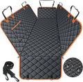 Dog Car Seat Cover, Durable Waterproof Scratch Proof Nonslip Dog Hammock, Back Seat Covers with Pocket for Cars SUVs and Trucks - S, Black/Orange