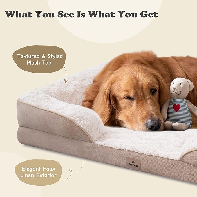 Orthopedic Dog Bed for Large Dogs - Big Washable Dog Sofa Beds Large, Supportive Foam Pet Couch Bed with Removable Washable Cover, Waterproof Lining and Nonskid Bottom