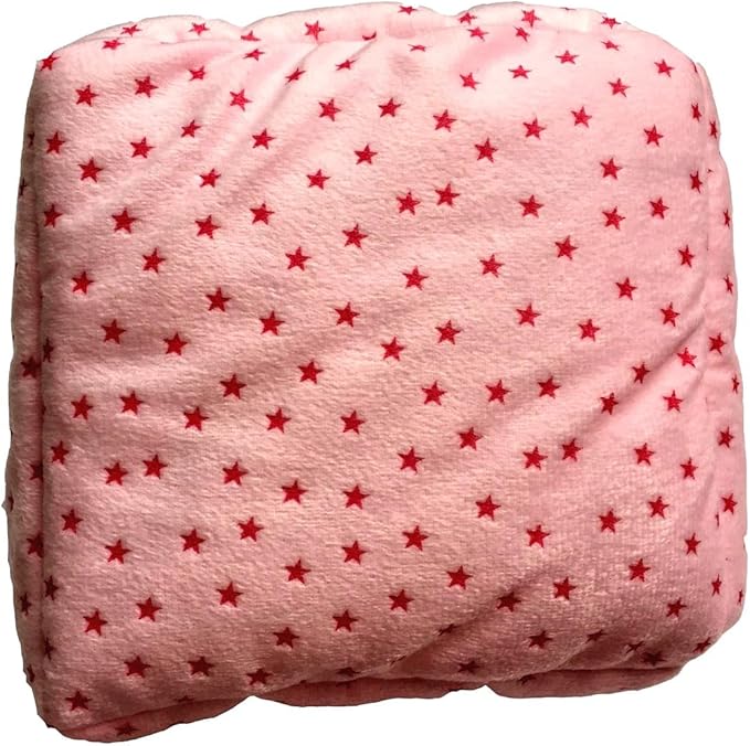 WOWOWMEOW Small Animals Warm Hanging Cage Cave Bed for Hamsters, Guinea-Pigs, Rats, Rabbit and Chinchillas (L, Star-Pink)