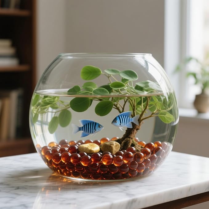 2.16LB Glass Beads Vase Filler Aquarium Gravel Decor Flat Glass Marbles Gems Pebbles Fish Tank Rocks Home Decorative Art Craft - Amber