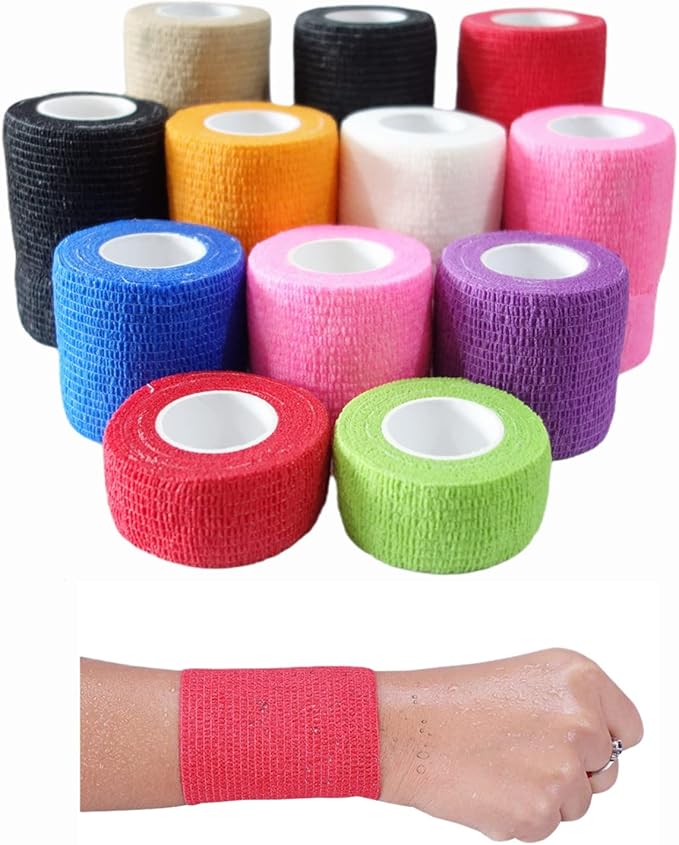 6 Pack 2" x 5 Yards Self Adhesive Bandage Wrap Breathable Cohesive Vet Wrap for Pets, Elastic Self-Adherent Tape for Sports, Wrist, Ankle (Green)