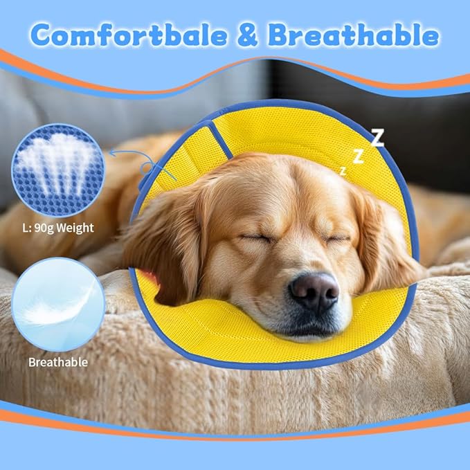 Soft Dog Cone Recovery Collars & Cones After Surgery for Medium Large Dogs, Comfy Ecollars to Stop Licking, Adjustable, Dog Ecollars for Recovery Plastic: Superior Support Fabric: Soft Comfort, XL