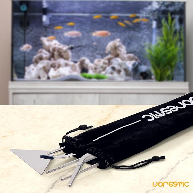 4Pcs Aquascaping Tools, Terrarium Tools, Aquarium Tools Set with Stainless Steel Aquarium Tweezers, Aquarium Scissors and Spatula - Aquascape Tools Set for Trimming, Maintenance