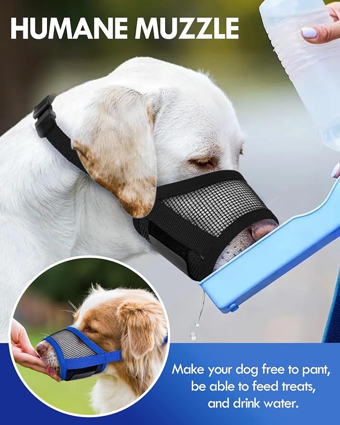 Dog Muzzle, Soft Air Mesh Muzzle for Small Medium Large Dogs Anti Biting Barking Chewing, Breathable Drinkable Adjustable Loop Pets Muzzle for German Shepherd Husky Labrador Retriever (Black,M)