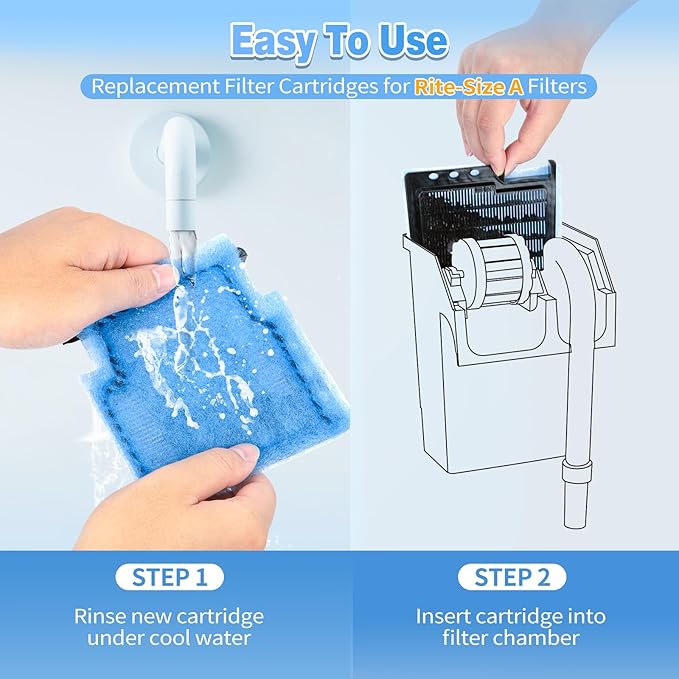 8/16/32 Pack Rite-Size A Filter Cartridges Compatible with MarineLand Penguin Power Filters 75 & 100 - Rite-Size A Replacement Filter Cartridges Compatible with MarineLand Penguin Power Filter