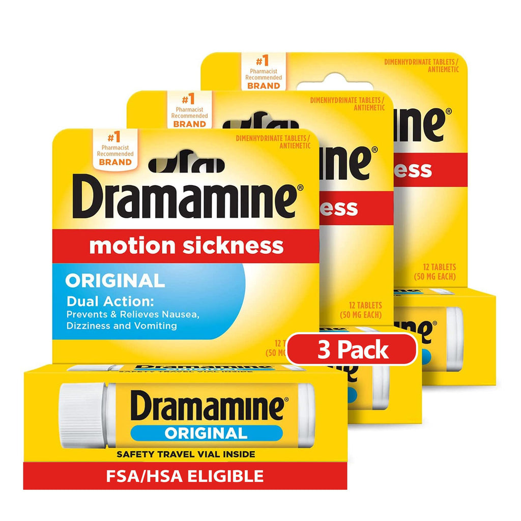 Dramamine Motion Sickness Original, for Nausea Relief During Travel, 36 Count