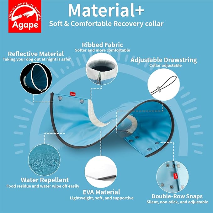Agape Soft Cone for Cats & Small Dogs, Comfy Pet Cone to Stop Licking, Adjustable Cat E Collar Alternative After Surgery, Protective Elizabethan Collar for Pup & Kitty, Water Repellent Recovery Cone