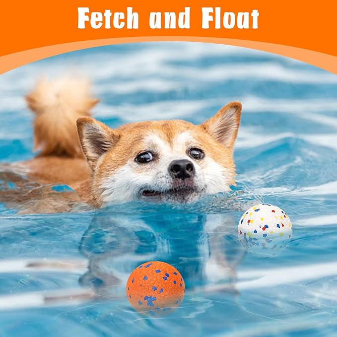 Dog Balls for Aggressive Chewers, Indestructible Bouncy Floating Balls for Training Dog Catch and Fetch, Sturdy Solid Tennis Ball Toys for Large Medium Small Dogs - 2.75in - Orang&White - 2pcs