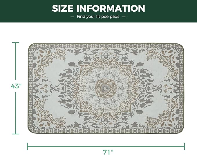 FXW Washable Pee Pads for Dogs, Puppy Pads with Super Absorbent, Specifically Designed for FXW Rollick/Homeplus 32 inch 6 Panels Dog Pen, 72" × 43" Rectangle, Boho, 1 Pack
