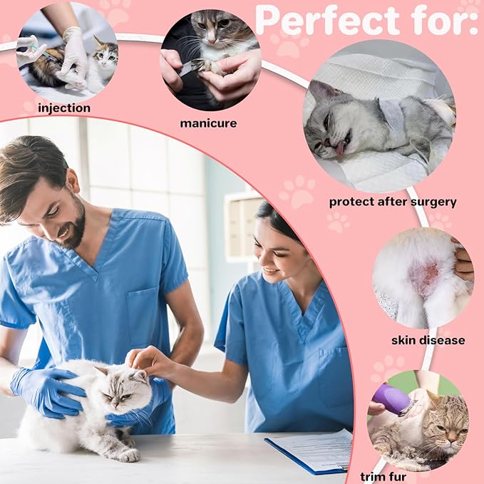 Soft Cat Cone Collar for Cats– Adjustable Lightweight Recovery E-Collar to Stop Licking, Scratching & Biting After Surgery, Comfortable Wound Healing Cone Alternative (Pink, L)